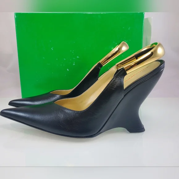 NWT$2,300 Bottega Veneta Punta Slingback Leather Wedge Pumps Sz 40.5 (10.5) - Picture 11 of 16